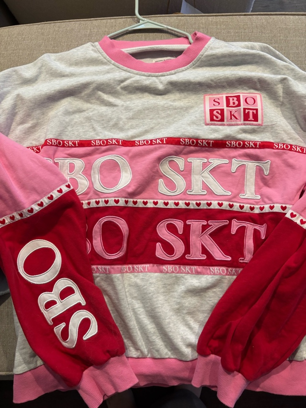 Sabo skirt Pink & Red Logo Crewneck Sweatshirt